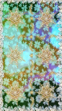 Geleneksel raster ve altın desen. Damask pürüzsüz süsü. Nötr renkler üzerinde klasik oryantal desen.