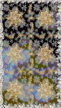 Gri renklerdeki altın element. Klasik barok çiçek desenli, gri yerine altın desenli. Lüks, kraliyet ve Viktorya dönemi konsepti. Süslü raster dekorasyonu.