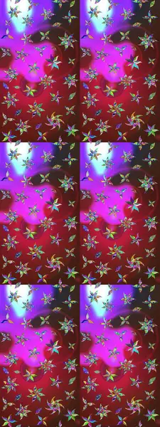 Raster suluboya çiçek deseni, narin çiçekler, kırmızı ve mor çiçekler, tebrik kartı şablonu. Raster Güzel kumaş deseni.