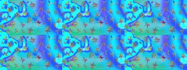 Raster illüstrasyonu. Çiçek deseni. Chichi 'nin kumaş kalıbını çiz. Düz Çiçek Elementleri Tasarımı. Renkli Bahar Teması çizim şablonu.