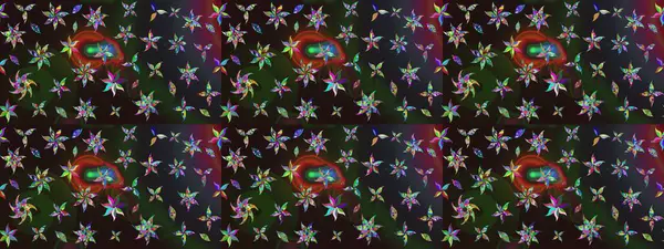 Gri ve kahverengi renklerde. Küçük çiçekteki sevimli çiçek deseni. Raster deseni. Soyut çiçek çizim kalıbı arka planı. Raster illüstrasyonu.