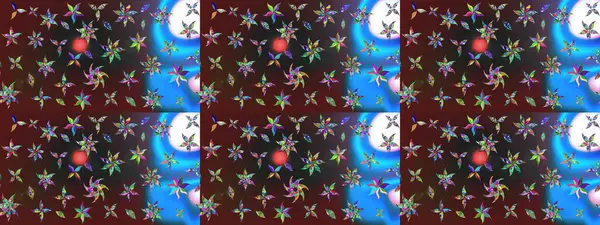 Mor ve mavi renkte çiçekler. Çiçekli karalama şeklinde Raster çiçek deseni. Yumuşak, bahar çiçekli arka plan.