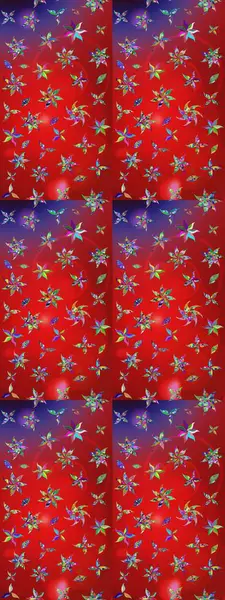 Raster illüstrasyonu. Kumaş, tekstil, duvar kağıdı baskısı için. Renkli desenli eskiz deseni, kırmızı ve mor çiçekler ve dekoratif elementler. Eskiz geçmişi. Antika retro tarzı.