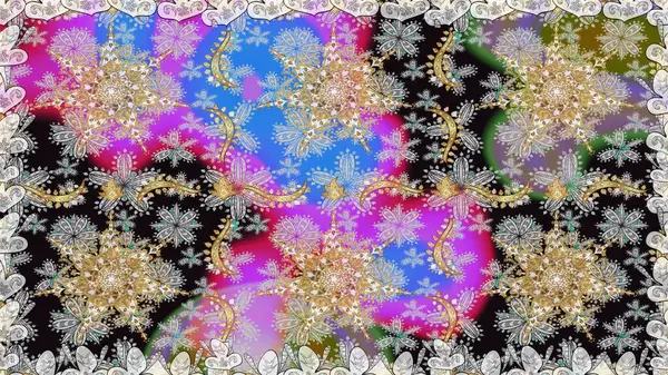 Kusursuz klasik altın desen. Raster geleneksel oryantasyon süsü. Altın elementlerle gri renklerde altın desen.