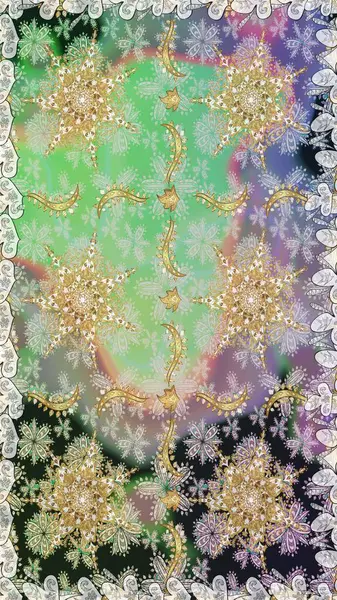 Kusursuz oryantal klasik altın desen. Tarafsız renklerde altın tekrarlayan elementler içeren Raster soyut arkaplanı.