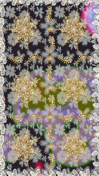 Geleneksel klasik altın desen. Raster oryantal süs. Gri renkli ve altın elementli altın desenli. Barok tarzında kusursuz bir doğulu süsü..