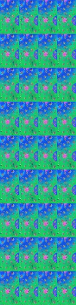 Düz Çiçek Elementleri Tasarımı. Renkli Yaz Temalı eskiz kalıbı. Raster illüstrasyonundaki çiçek desenli çizim. Yeşil ve mavi renkte çiçekler.