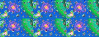 Çiçekli çiçek deseni, suluboya. Küçük çiçekte güzel bir çiçek deseni var. Raster deseni.