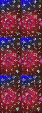 Kırmızı ve kahverengi renkli Asya tekstili. Çiçek desenli çizim. Raster illüstrasyonu.