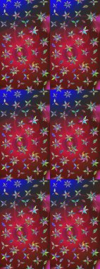 Çiçekler suluboya eskiz deseni. Raster Stili kumaş deseni.