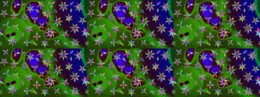 Çiçeksel fantezi tasarımı ve parlak bir arka plan çizimi. Renkli Bahar Teması eskiz kalıbı. Düz Çiçek Elementleri Tasarımı.