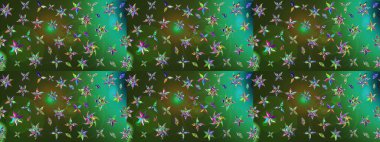 Çiçekli karalama şeklinde Raster çiçek deseni. Nazikçe, güzel çiçek arkaplanı. Yeşil ve gri renkte çiçekler.