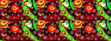 Şirin çiçek elementleri. Raster illüstrasyonu. Taslak desenli, modaya uygun kumaş deseni. Renkli Bahar Teması eskiz kalıbı. Düz Çiçek Elementleri Tasarımı.