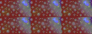 Sevimli çiçek raster deseni. Kahverengi ve gri renkli çiçekler. Renkli Bahar Teması eskiz kalıbı. Düz Çiçek Elementleri Tasarımı.