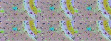 Şirin çiçekler. Çizgi çizimi kalıbı. Raster Moda kumaş deseni.