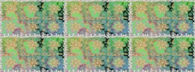 Tarafsız renkler üzerine geleneksel Arapça dekor. Duvar kâğıdı için altın süslü bir illüstrasyon. Çiçekli süslemeli, pürüzsüz bir desen. Doğu tarzında klasik tasarım öğesi. Süslü dantel iz sürücü.