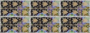 Gri renkli ve altın elementli altın desenli. Raster geleneksel oryantasyon süsü. Kusursuz klasik altın desen.