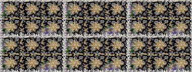 Geleneksel klasik altın desen. Gri renkli ve altın elementli altın desenli. Raster oryantal süs. Barok tarzında kusursuz bir doğulu süsü..