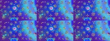 Çizgi çizimi kalıbı. Raster Moda kumaş deseni. Şirin çiçekler..