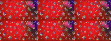 Raster deseni. Sanattan esinlenilmiş, mor renkli çiçekler ve yapraklar. Karalama çiçekleri çizim kalıbı. Kırmızı ve mor el çizimi desen.