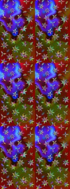 Çiçekli ipek eşarp. El çizimi çiçek unsurları olan soyut çizim raster deseni. 1950-1960 motifleri. Retro tekstil tasarım koleksiyonu. Kahverengi ve kırmızı üzerine kahverengi ve kırmızı.