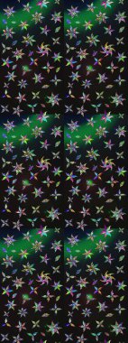 Raster illüstrasyonundaki çiçek desenli çizim. Gri ve yeşil renkte çiçekler.