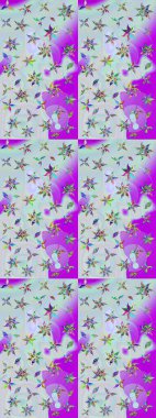 Raster illüstrasyonundaki çiçek desenli çizim. Tarafsız ve gri renkte çiçekler.