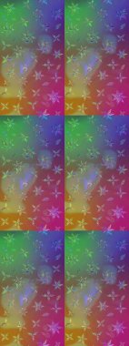 Yapraklı çiçekler ve mor ve yeşil renklerde papatya çiçekleri. Eskiz arkaplan modeli. Raster - stok.