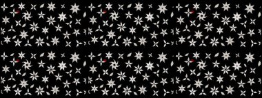 Şirin çiçekler. Raster Moda kumaş deseni. Çizgi çizimi deseni.