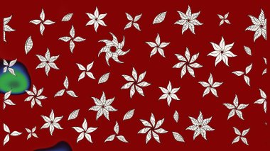 Raster illüstrasyonu. Kırmızı ve nötr kıvırcık çiçekler kırmızı ve nötr renklerde şekillenir. Klasik çiçek tasarım elementleri.