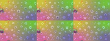 Raster illüstrasyonu. Şirin çiçek elementleri. Düz Çiçek Elementleri Tasarımı. Taslak desenli, modaya uygun kumaş deseni. Renkli Bahar Teması çizim şablonu.