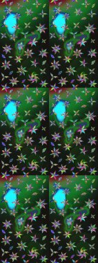 Soyut etnik raster çizim kalıbı. Kabile sanatı boho baskısı, klasik çiçek arkaplanı. Arkaplan dokusu, duvar kağıdı, gri ve yeşil renkli çiçek teması.