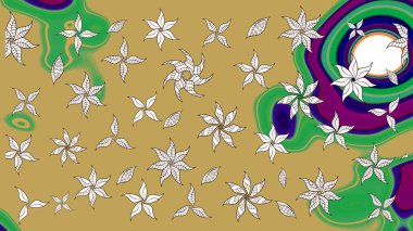 Kabile sanatı boho baskısı, klasik çiçek arkaplanı. Arkaplan dokusu, duvar kağıdı, sarı ve nötr renklerde çiçek teması. Soyut etnik raster çizim kalıbı.