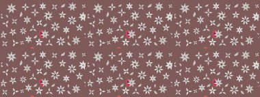 Çiçek desenli eskiz. Düz Çiçek Elementleri Tasarım Raster illüstrasyonu. Renkli Bahar Teması eskiz kalıbı. Kahverengi ve nötr renkte çiçekler.