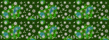 Eskiz geçmişi. Tomurcukları papatya çiçekleri olan sevimli bir çiçek deseni. Miles Fleur, süslü püslü bir süs. Raster illüstrasyonu. Eski usul. Kumaş, tekstil ve duvar kağıdı baskısı için..