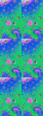 Renkli süs kenarı. Mavi ve yeşil renklerde. Hint süsü. Çizim kalıbı. Çiçek duvar kağıdı. Raster illüstrasyonu.