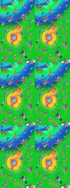 Parmak izi, kumaş, duvar kâğıdı, tekstil için raster dokusu. Renkli grunge, koyu yeşil ve mavi çiçeklerle soyut bir arka plan oluşturur. Nakış desenli çiçek deseni..