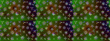 Yeşil ve kahverengi renkli yeşil ve kahverengi papatya deseni. Raster illüstrasyonu. Yeşil ve kahverengi renklerde.