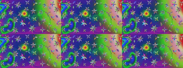 Yeşil ve mavi renkte güzel çiçekler, suluboya desenli, duvar kağıdı, kart ya da kumaş için fayanslı eskizler. Raster..