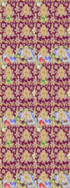 Kırmızı renkler ve altın elementler üzerine çizim. Raster oryantal süs. Altın deseni çiz.