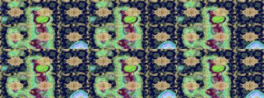 Geleneksel raster ve altın desen. Damask eskiz süsü. Gri renkler üzerinde klasik oryantal desen.