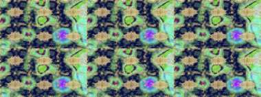 Altın elementlerle mavi renklerde altın desen. Çiçek kiremitleri. Eskiz desenli oryantal süs. Raster altın tekstil baskısı. İslam tasarımı.