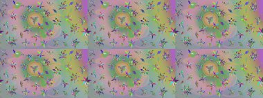 Şirin çiçek elementleri. Raster illüstrasyonu. Robot resim. Tarafsız ve yeşil renkte çiçekler.