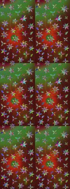 Kahverengi ve yeşil renkler üzerine çiçek desenli eskiz, el yapımı papatyalar, papatyalar. Tekrarlayan çiçek arkaplanı, zarif kahverengi ve yeşil çiçek duvar kağıdı.