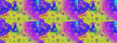 Manzaralı çiçek deseni. Çiçek kompozisyonu, el boyası, hassas şablon. Üst manzara, yumuşak menekşe ve sarı renk. Sevgililer günü ve tebrik kartı konsepti için şık bir davet.