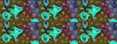 Raster çiçek desenli çiçek deseni, yapraklar, dekoratif elementler, sıçrama, lekeler, el çizimi kontur çizgileri ve Doodle çizim stili, grafik raster çizim çizimi.