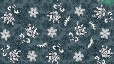 Raster illüstrasyonu. Raster deseni. Küçük çiçekteki sevimli çiçek deseni. # Yeşil ve mavi renkte yaz çiçekleri #.