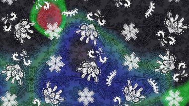 Raster illüstrasyonu. Gri ve mavi kıvırcık çiçekler gri ve mavi renklerde şekillenir. Klasik çiçek tasarım elementleri.