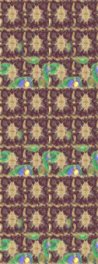 Barok tarzında eskiz oryantal süsü. Raster geleneksel altın çizim deseni kahverengi renkler üzerine.