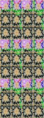 Tasarım için Damask çizim kalıbı. Siyah renkler ve altın elementler üzerine Raster eskiz deseni.